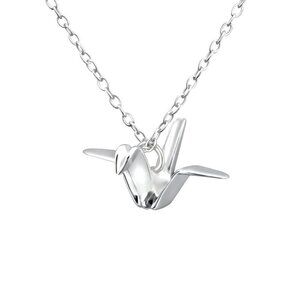 Sterling Silver Origami Crane Necklace